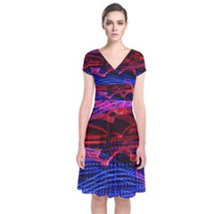 Lights Abstract Curves Long Exposure Short Sleeve Front Wrap Dress by Nexatart