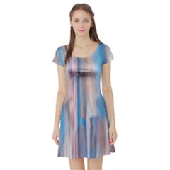 Vertical Abstract Contemporary Short Sleeve Skater Dress by Nexatart