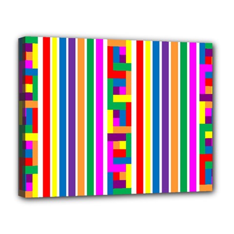 Rainbow Geometric Design Spectrum Canvas 14  X 11  by Nexatart