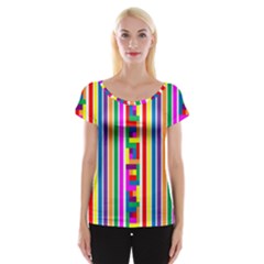 Rainbow Geometric Design Spectrum Women s Cap Sleeve Top by Nexatart