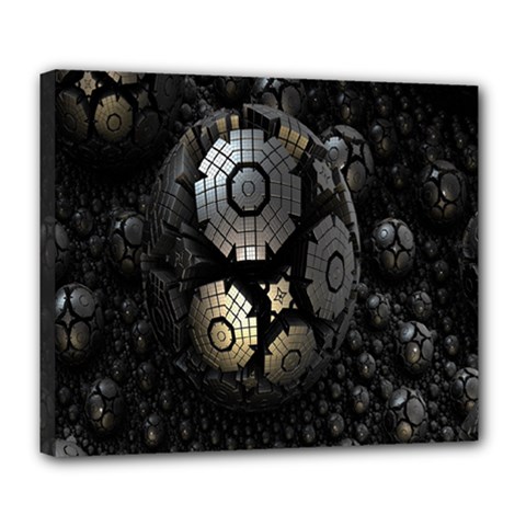 Fractal Sphere Steel 3d Structures Deluxe Canvas 24  X 20   by Nexatart