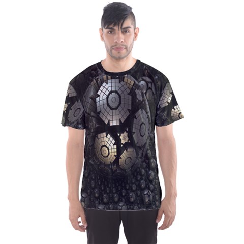 Fractal Sphere Steel 3d Structures Men s Sport Mesh Tee by Nexatart