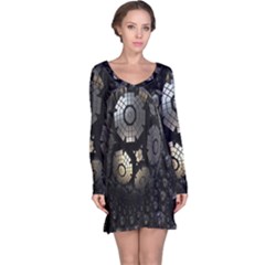 Fractal Sphere Steel 3d Structures Long Sleeve Nightdress by Nexatart