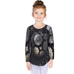 Fractal Sphere Steel 3d Structures Kids  Long Sleeve Tee