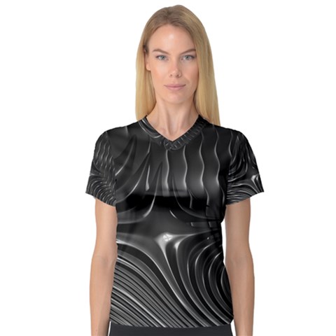 Fractal Mathematics Abstract Women s V-neck Sport Mesh Tee by Nexatart