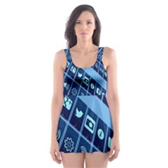 Mobile Phone Smartphone App Skater Dress Swimsuit by Nexatart