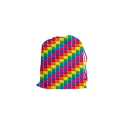 Rainbow 3d Cubes Red Orange Drawstring Pouches (xs)  by Nexatart