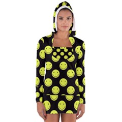 Happy Face Pattern Women s Long Sleeve Hooded T-shirt by Nexatart