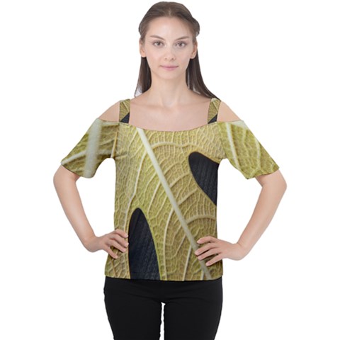 Yellow Leaf Fig Tree Texture Women s Cutout Shoulder Tee by Nexatart