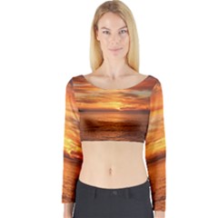 Sunset Sea Afterglow Boot Long Sleeve Crop Top by Nexatart