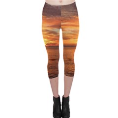 Sunset Sea Afterglow Boot Capri Leggings  by Nexatart