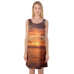 Sunset Sea Afterglow Boot Sleeveless Satin Nightdress by Nexatart