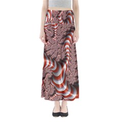 Fractal Abstract Red White Stripes Maxi Skirts by Nexatart