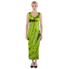 Fern Nature Green Plant Fitted Maxi Dress by Nexatart