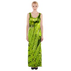 Fern Nature Green Plant Maxi Thigh Split Dress by Nexatart