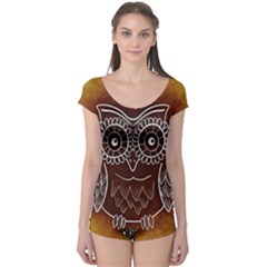 Owl Abstract Funny Pattern Boyleg Leotard  by Nexatart