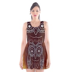 Owl Abstract Funny Pattern Scoop Neck Skater Dress by Nexatart