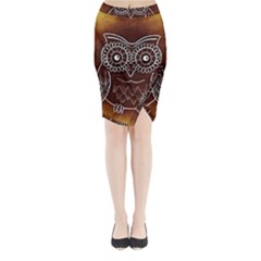 Owl Abstract Funny Pattern Midi Wrap Pencil Skirt by Nexatart