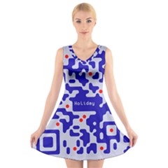 Qr Code Congratulations V-neck Sleeveless Skater Dress by Nexatart