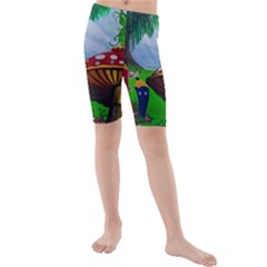 Kindergarten Painting Wall Colorful Kids  Mid Length Swim Shorts