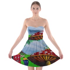 Kindergarten Painting Wall Colorful Strapless Bra Top Dress by Nexatart