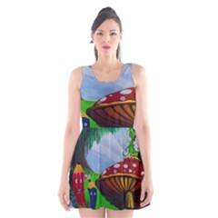 Kindergarten Painting Wall Colorful Scoop Neck Skater Dress by Nexatart