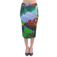 Kindergarten Painting Wall Colorful Velvet Midi Pencil Skirt