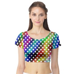 Pattern Template Shiny Short Sleeve Crop Top (tight Fit) by Nexatart