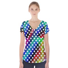 Pattern Template Shiny Short Sleeve Front Detail Top by Nexatart