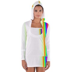 Rainbow Side Background Women s Long Sleeve Hooded T-shirt