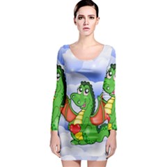 Dragon Heart Kids Love Cute Long Sleeve Bodycon Dress by Nexatart