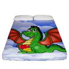 Dragon Heart Kids Love Cute Fitted Sheet (california King Size) by Nexatart