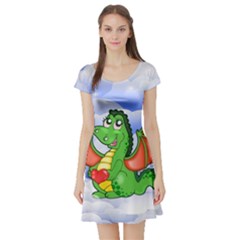 Dragon Heart Kids Love Cute Short Sleeve Skater Dress by Nexatart