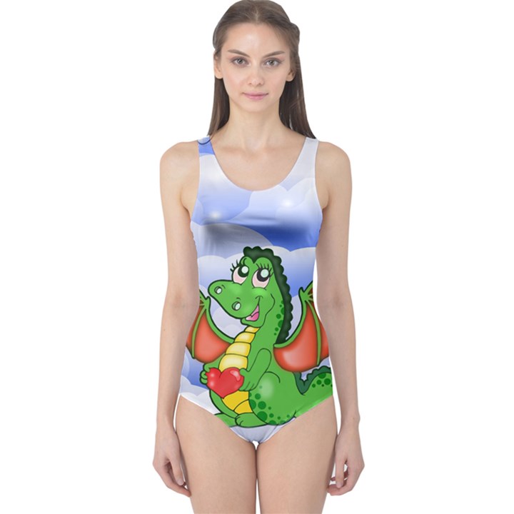 Dragon Heart Kids Love Cute One Piece Swimsuit