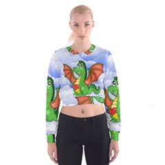 Dragon Heart Kids Love Cute Women s Cropped Sweatshirt by Nexatart