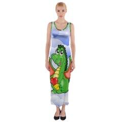 Dragon Heart Kids Love Cute Fitted Maxi Dress by Nexatart