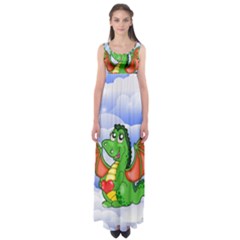 Dragon Heart Kids Love Cute Empire Waist Maxi Dress by Nexatart