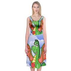 Dragon Heart Kids Love Cute Midi Sleeveless Dress by Nexatart