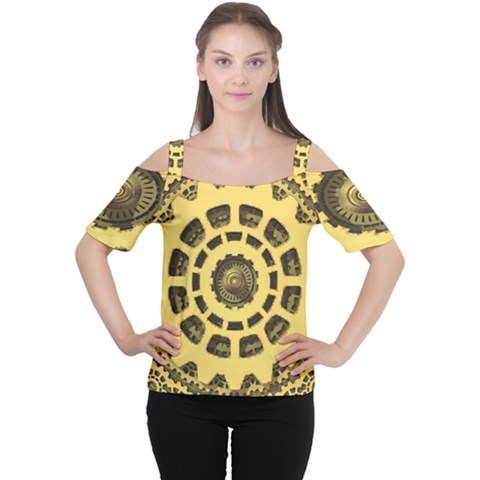 Gears Women s Cutout Shoulder Tee by Nexatart