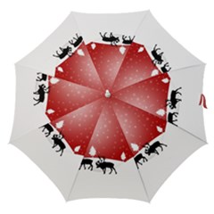 Reindeer In Snow Straight Umbrellas by Nexatart