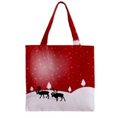 Reindeer In Snow Zipper Grocery Tote Bag by Nexatart