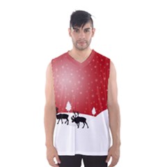 Reindeer In Snow Men s Basketball Tank Top by Nexatart