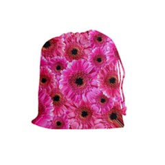 Gerbera Flower Nature Pink Blosso Drawstring Pouches (large)  by Nexatart