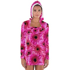 Gerbera Flower Nature Pink Blosso Women s Long Sleeve Hooded T-shirt