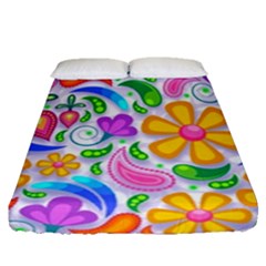 Floral Paisley Background Flower Fitted Sheet (queen Size) by Nexatart