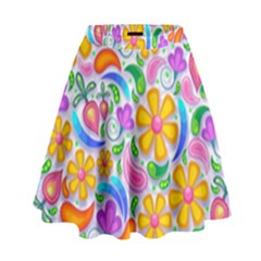 Floral Paisley Background Flower High Waist Skirt by Nexatart