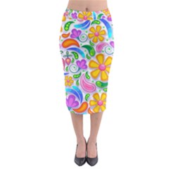 Floral Paisley Background Flower Midi Pencil Skirt by Nexatart