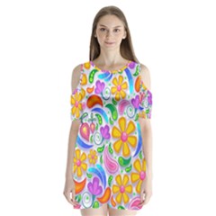 Floral Paisley Background Flower Shoulder Cutout Velvet  One Piece by Nexatart