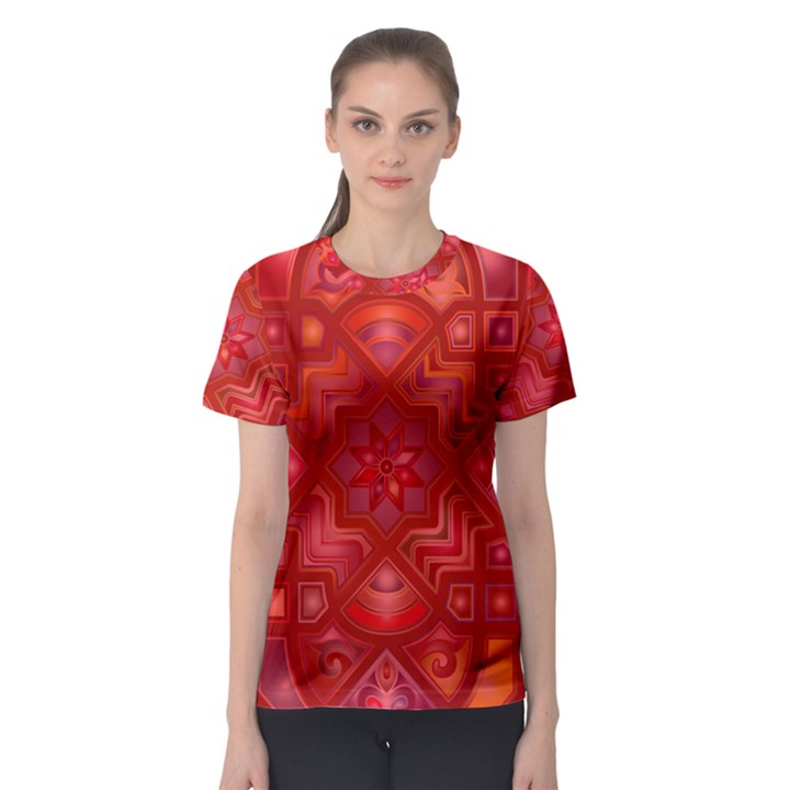 Geometric Line Art Background Women s Sport Mesh Tee