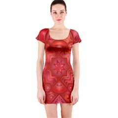 Geometric Line Art Background Short Sleeve Bodycon Dress by Nexatart